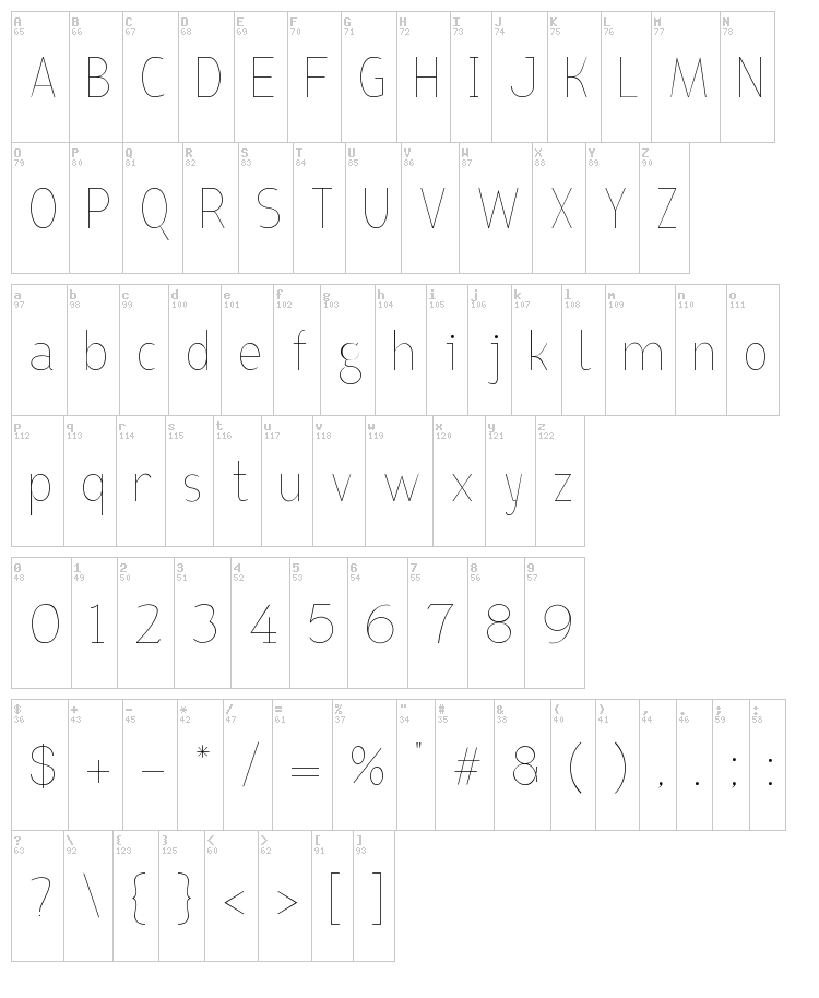 Bird Cherry font map